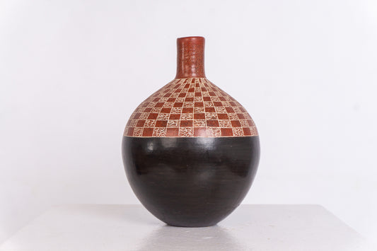 Artisan-Made Checkered Vase