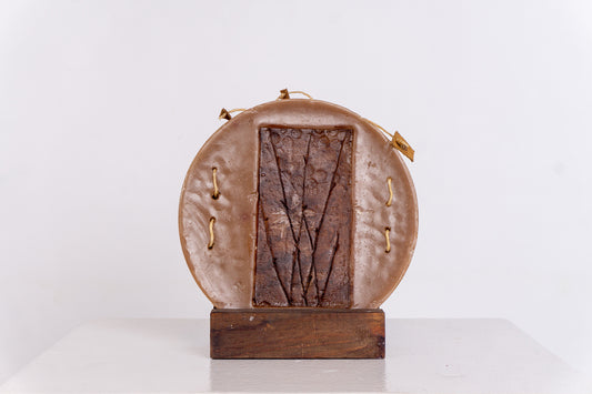 Vintage Disc Candle on Wooden Base