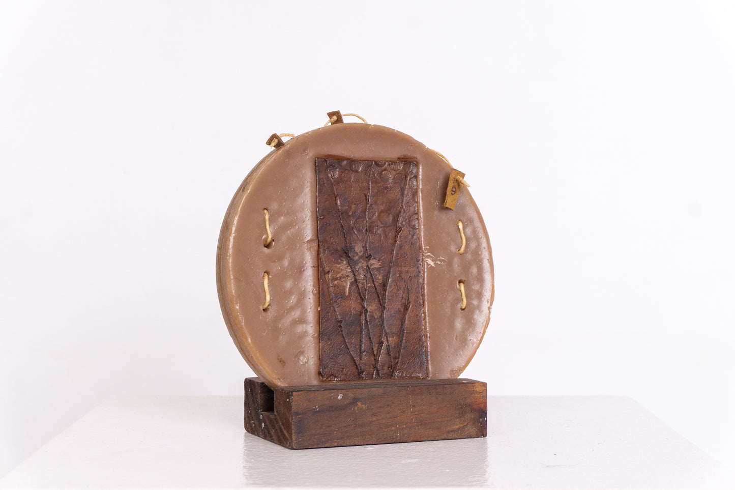 Vintage Disc Candle on Wooden Base