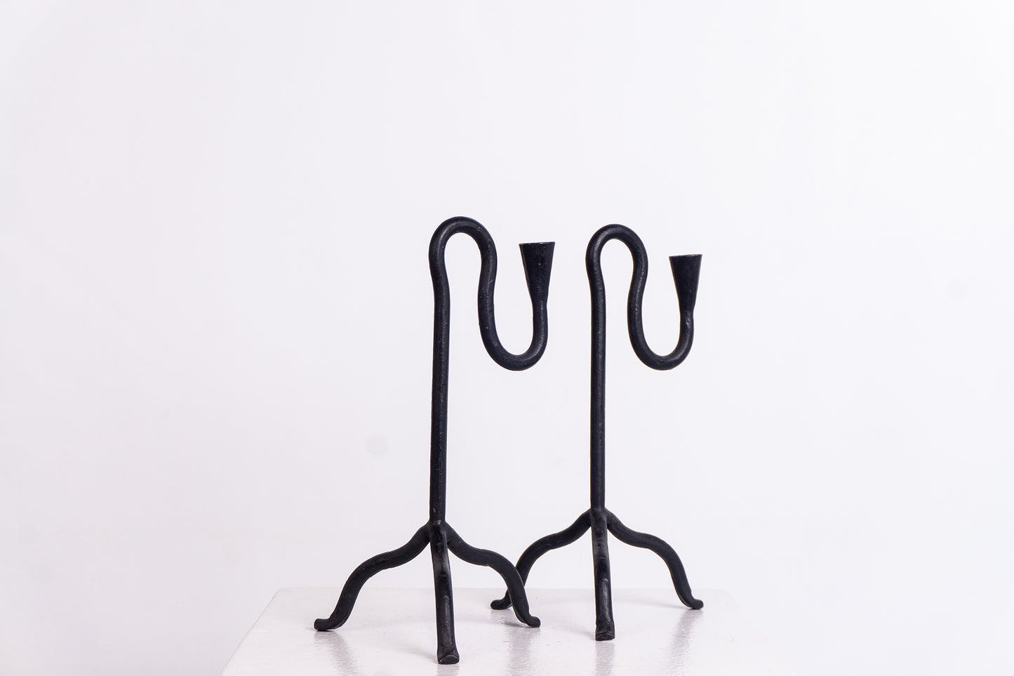 Sculptural Wrought Iron Candle Stick Holders