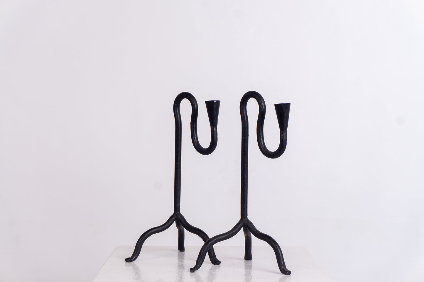 Sculptural Wrought Iron Candle Stick Holders