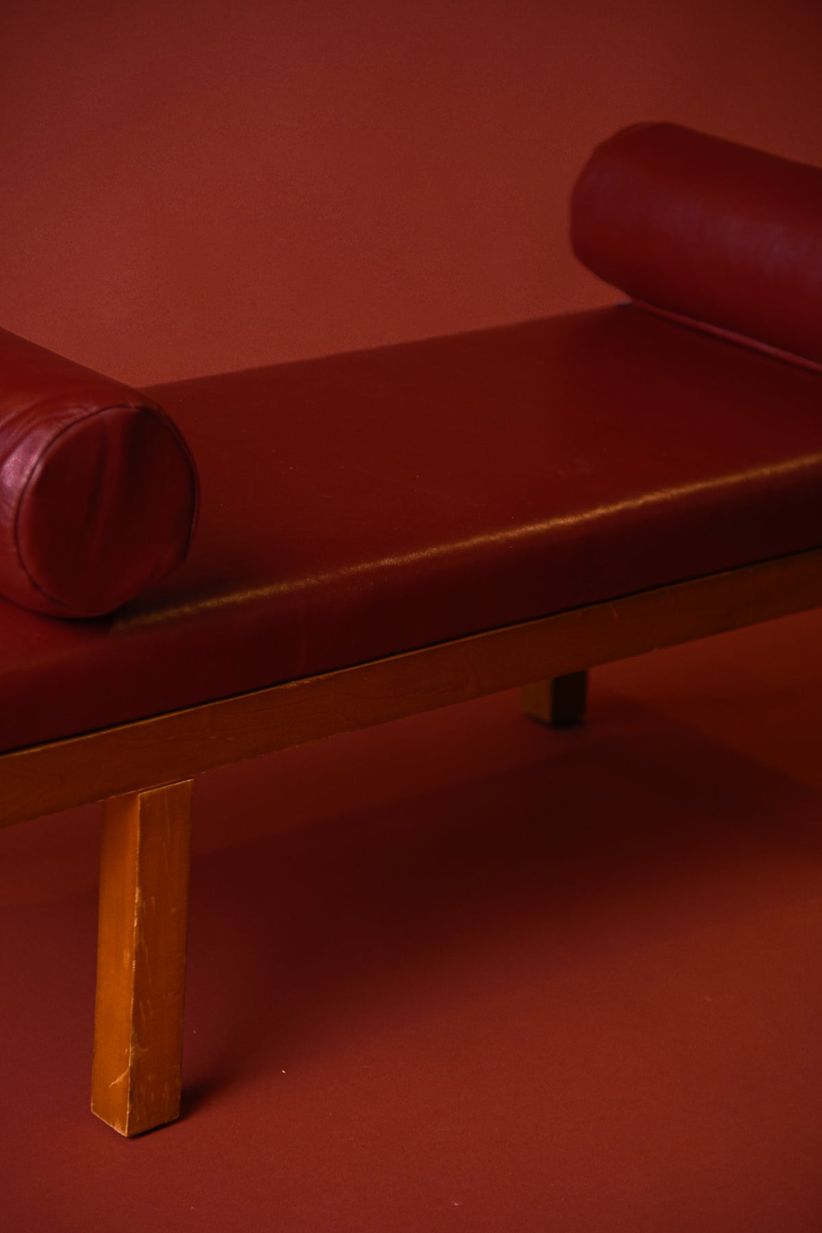 Oxblood Leather Church Pew Daybed