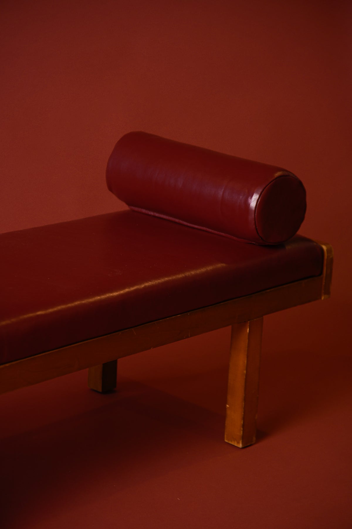 Oxblood Leather Church Pew Daybed